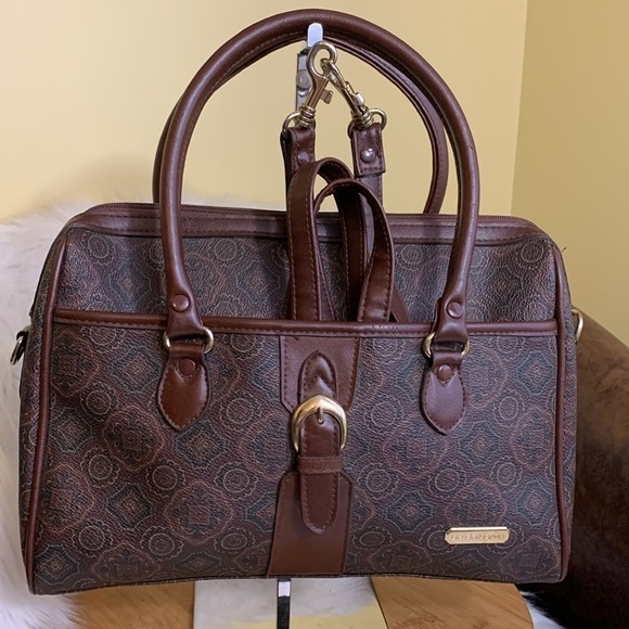 Liz Claiborne 1999 Vintage Brown Detachable Crossbody Top Handle Satchel - Picture 10 of 17